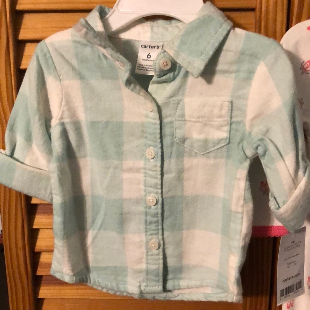 6 mo button down baby flannel